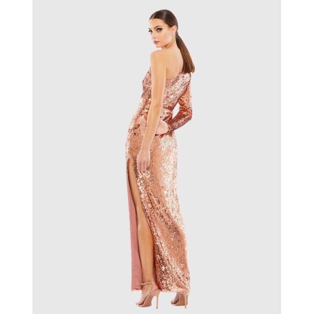 Mac Duggal Size 2 Copper 10788 Sequined Maxi Formal Evening Dress Prom Gown New - Picture 4 of 11